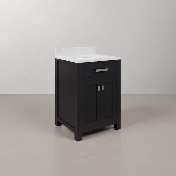 Madison 24 in. W x 21.5 in. D x 34 in. H Single Sink Bath Vanity in Espresso with Carrara White Marble Top