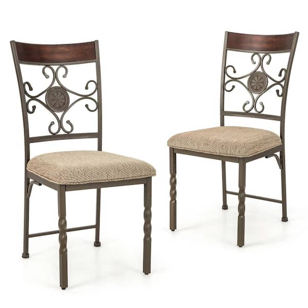 2-Piece Rectangle Brown Polyester Top Dining Room Set Seats 2