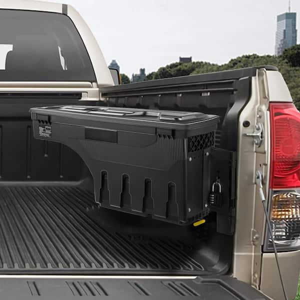 Truck Bed Storage Box, Lockable Lid, Waterproof ABS Wheel Trailer Tongue Box 6.6 Gal. /20 L Truck Tool Box