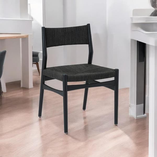 Natural and Black Wood 47 in. Pedestal Dining Table Seats 4