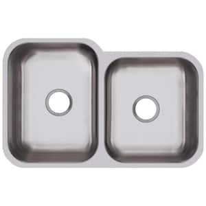 Dayton Undermount Stainless Steel 32 in. Square Offset Double Bowl Kitchen Sink - Right Configuration