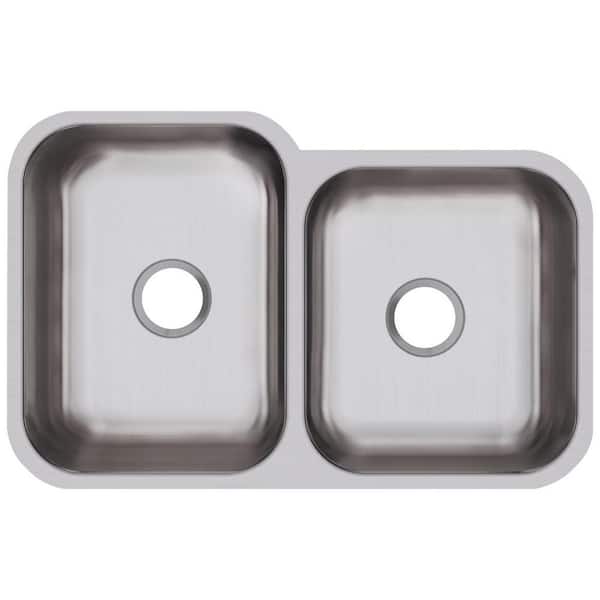 Dayton 32 in. Undermount Offset 60/40 Double Bowl 18-Gauge Soft Satin Stainless Steel Kitchen Sink Only
