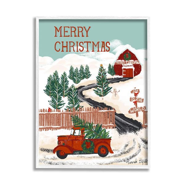Stupell Industries Rural Christmas Scenery by Hannah Byatt 1-Piece Framed Graphic Print Nature Poster Art Print 20 in. x 16 in.