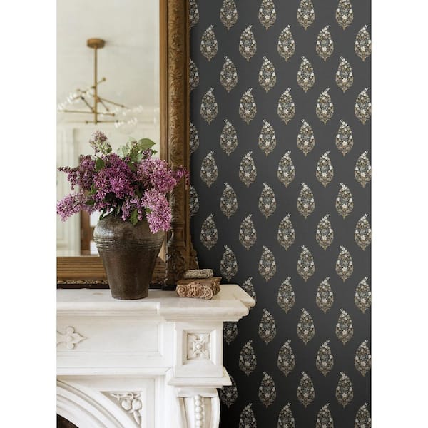 Paisley Black Metallic Paper Non-Pasted Wallpaper