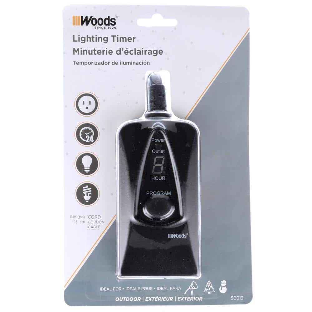 Woods Black 24-Hour Digital Photocell Timer