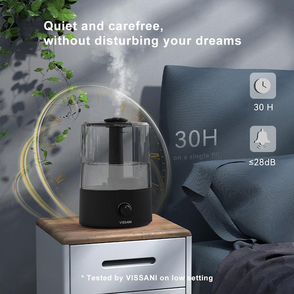 Vissani 1 Gal. Ultrasonic Humidifier 360° Turning Dual Nozzle Cool