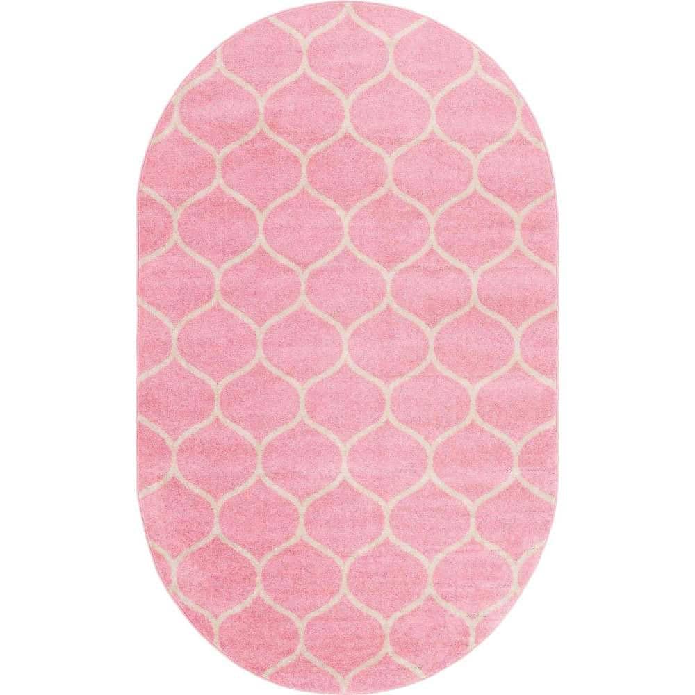 Trellis Frieze Rounded Light Pink 7 ft. 10 in. x 10 ft. Area Rug price history on PriceWatchPro