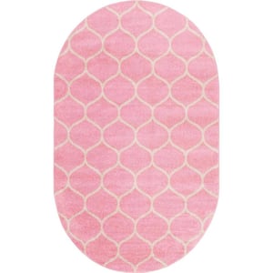 Trellis Frieze Rounded Light Pink 7 ft. 10 in. x 10 ft. Area Rug