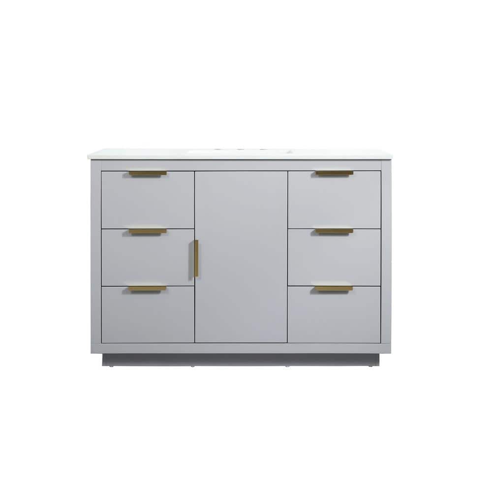 Timeless Home 48 in. W Single Bath Vanity in Grey with Engineered Stone Van