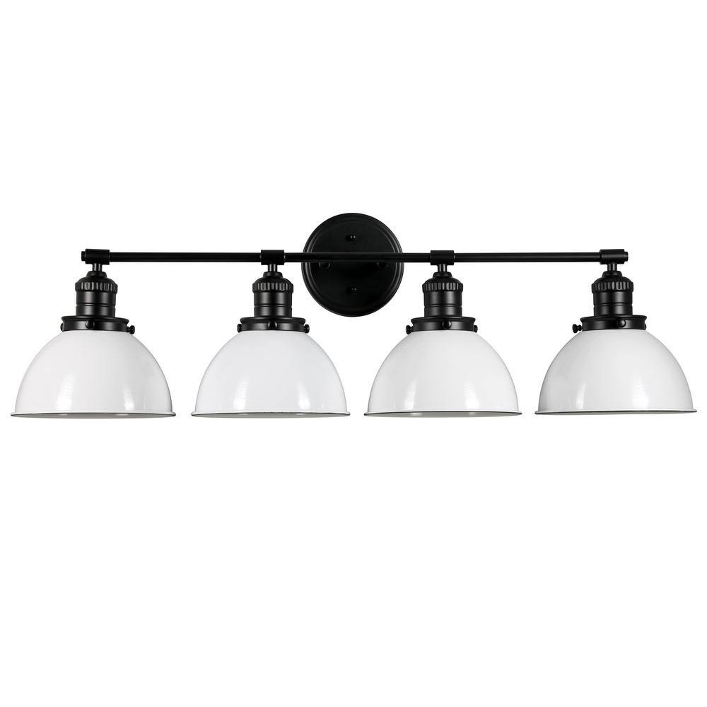 Design House Savannah Farmhouse 34.25 in. W 4-Light Matte Black Indoor ...