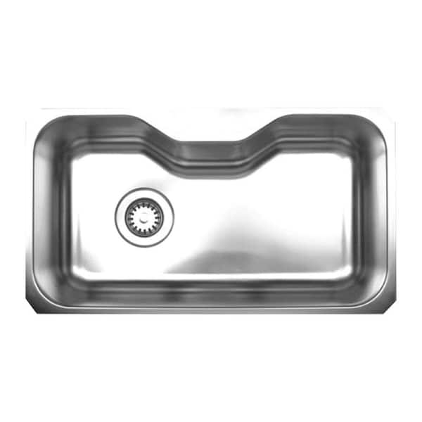 Whitehaus Collection Noah's Collection Undermount Brushed Stainless Steel 18.375 in. 0-Hole Single Bowl Kitchen Sink