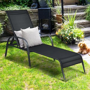 1-Piece Metal Outdoor Adjustable Folding Patio Chaise Lounge Chair