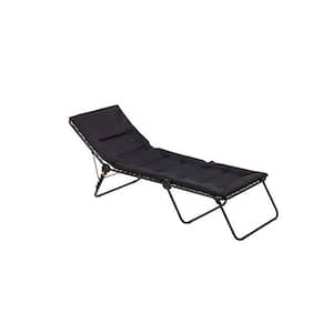 Metal Outdoor Chaise Lounge Chair with Black Cushions
