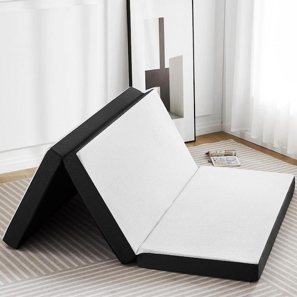 WONDER COMFORT White Twin Medium Firm Tri-Fold Mattress Topper Memory Foam 4 in. Folding Mattress
