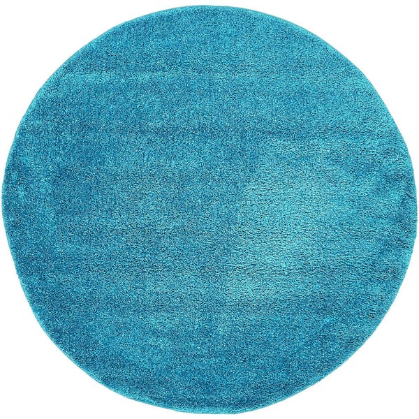 Unique Loom Solo Calabasas Turquoise 6' 0 x 6' 0 Round Rug