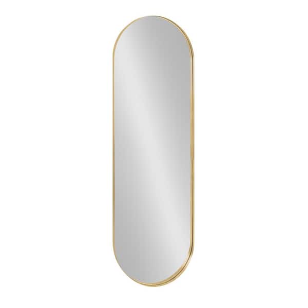 Kate and Laurel Rollo 48 in. x 16 in. MidCentury Oval Gold Framed Decorative Wall Mirror