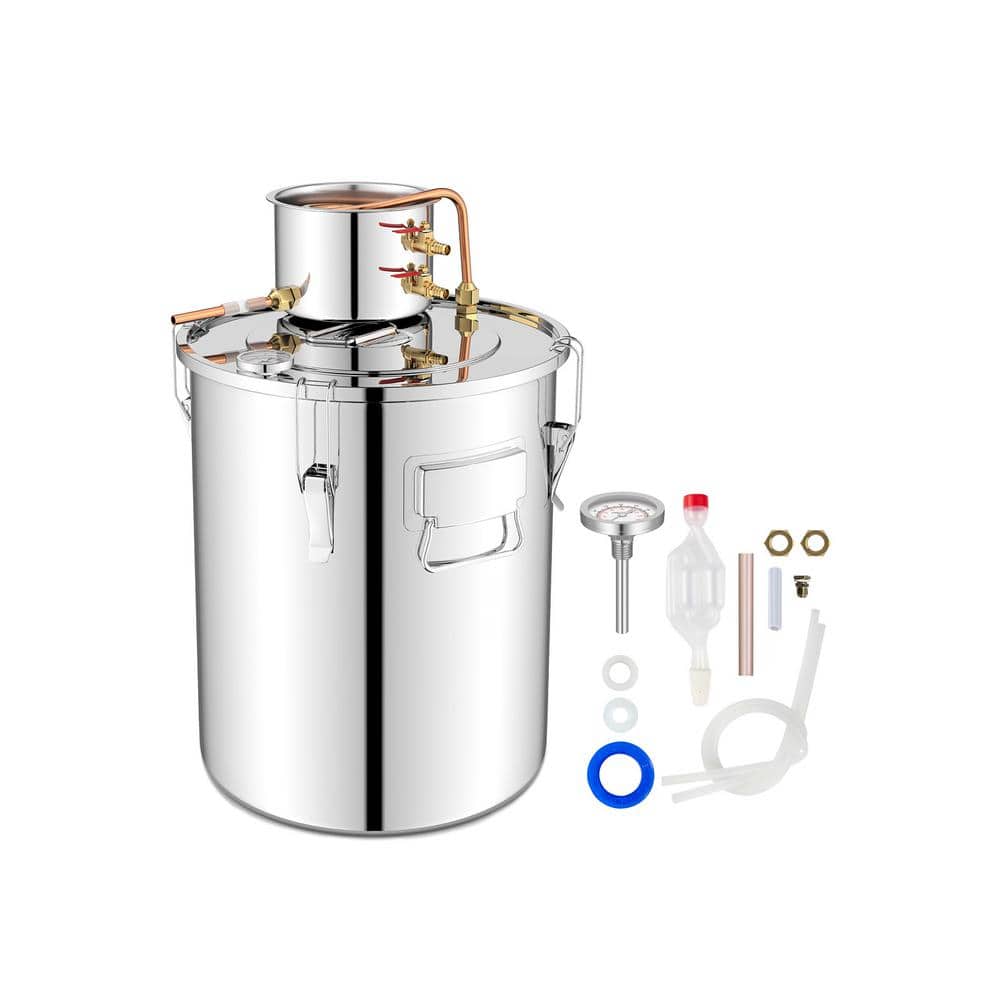 10 gal. 40L Silver Home Water Distiller for DIY Whisky with 2-Stainless Ste