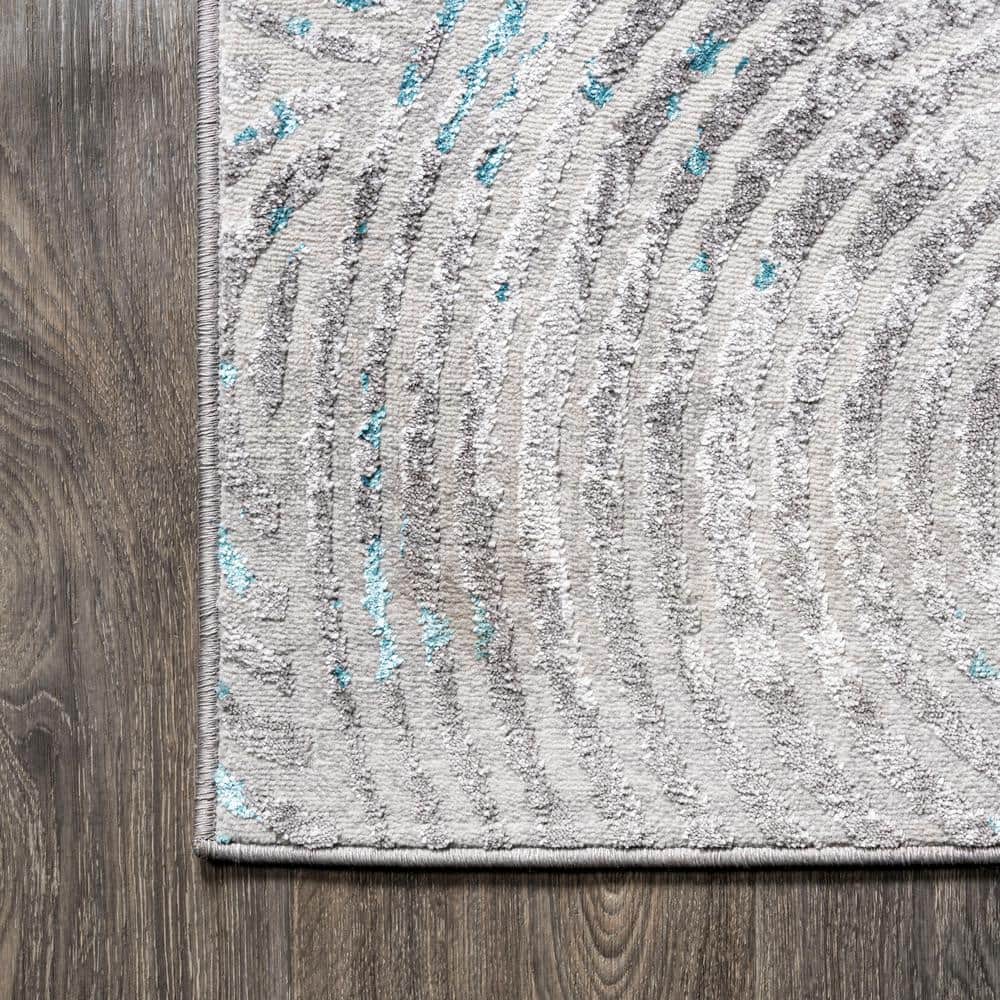 Coastal Abstract Weathered Gray Synthetic Area Rug
