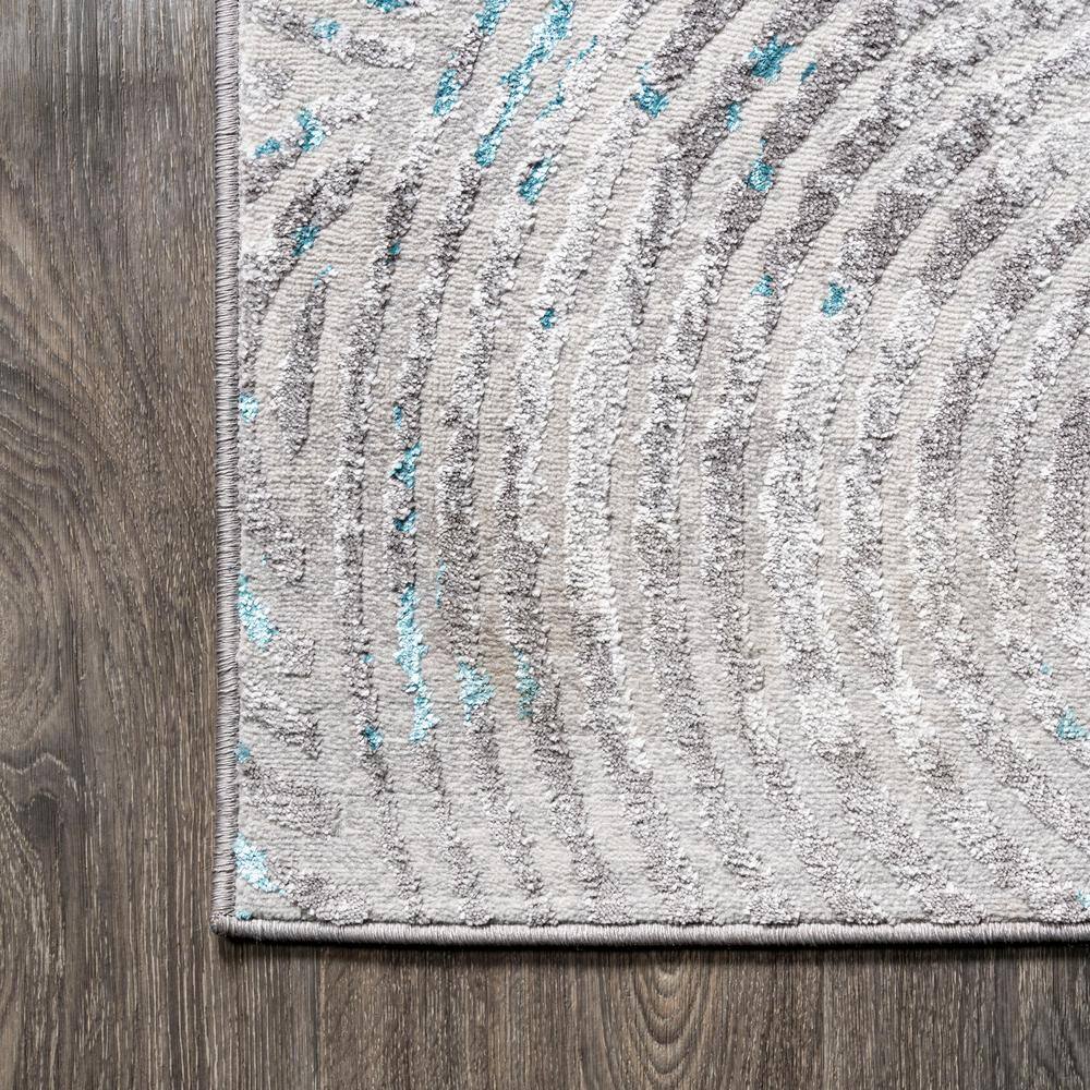 Gray and Turquoise Abstract 4' x 6' Reversible Rug