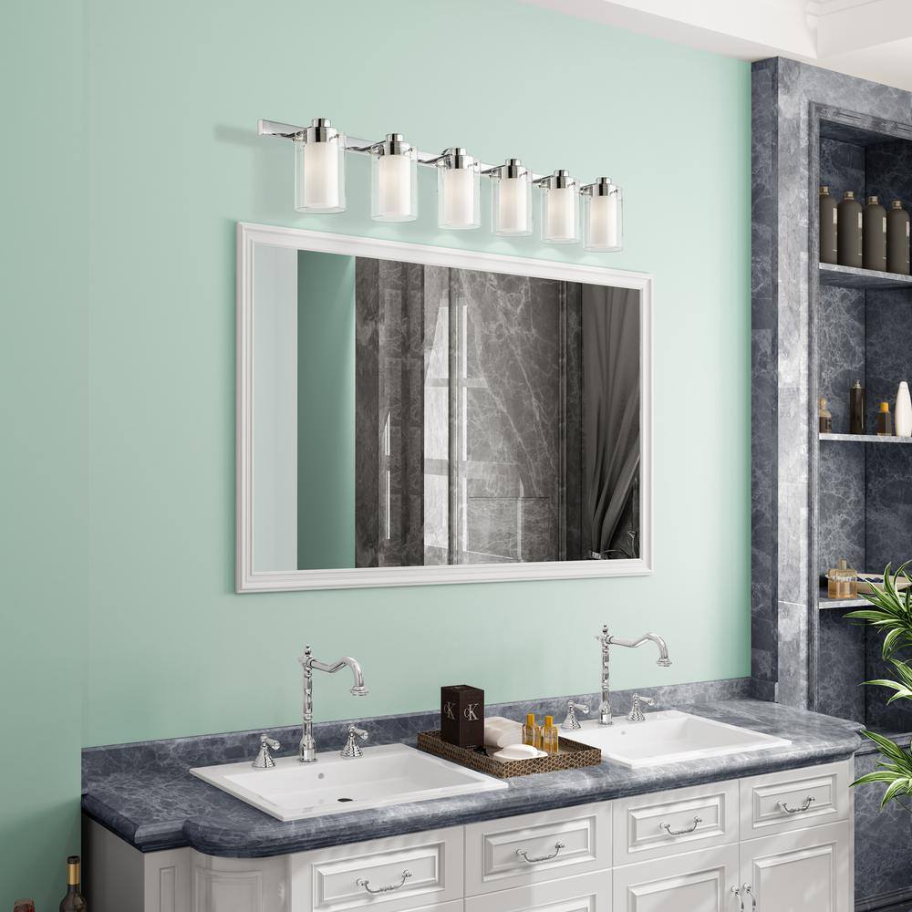 Polished Chrome 6-Light Vanity Light with Opal Glass Shades