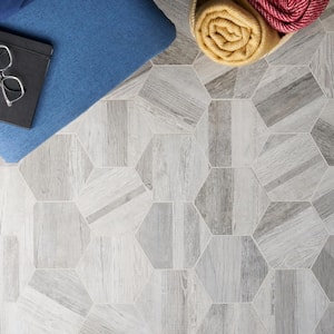 Numa Hex Silver 7.67 in. x 8.66 in. Matte Porcelain Floor and Wall Tile (7.1 sq. ft./Case)