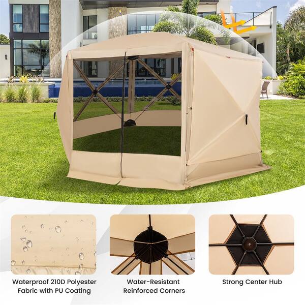 Costway 11.5 ft. x 11.5 ft. 6-Sided Pop-up Screen House Tent