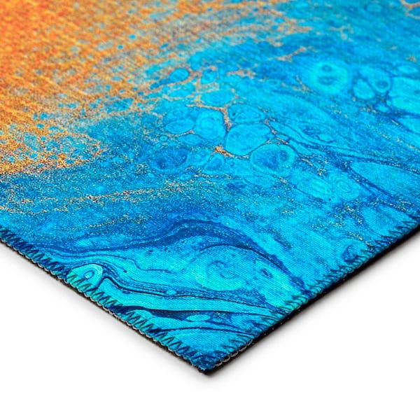 Karina Blue 5 ft. x 7 ft. 6 in. Geometric Indoor/Outdoor Area Rug