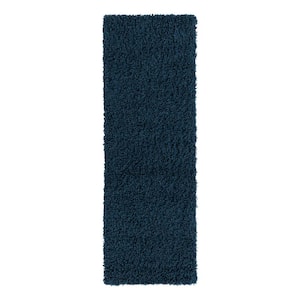 Solid Shag Sapphire Blue/Navy Blue 2' 2 x 6' 5 Area Rug