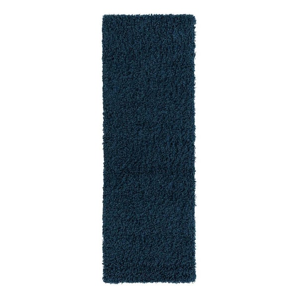 Unique Loom Solid Shag Sapphire Blue/Navy Blue 2' 2 x 6' 5 Area Rug