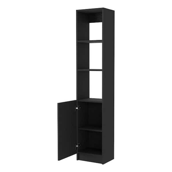 Amucolo 13 in. W x 10.4 in. D x 63.8 in. H Black Bathroom Linen Cabinet with Shelves