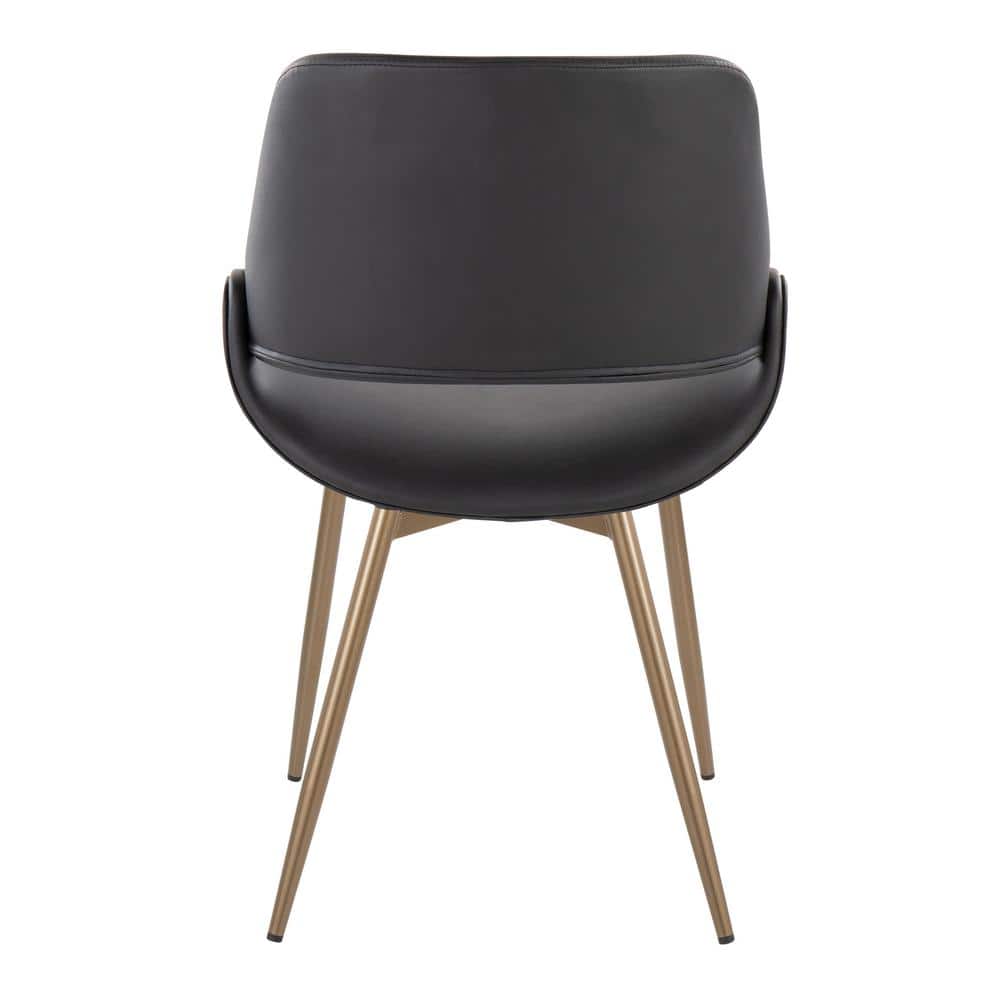 Black Faux Leather Upholstered Side Chair with Metal Legs