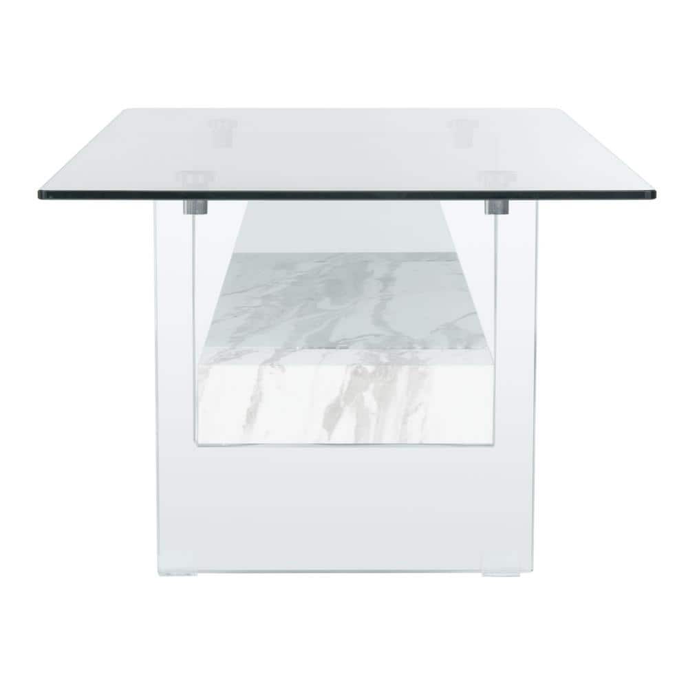 Kayley Rectangular Glass and Marble Coffee Table