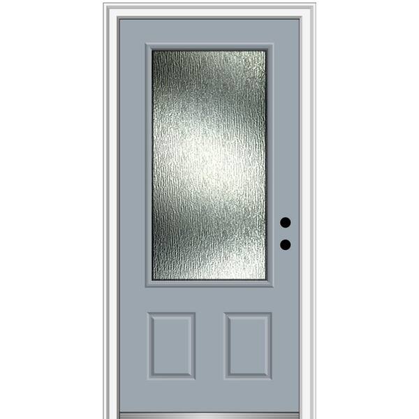 MMI Door Rain Glass 36 in. x 80 in. Left-Hand Inswing 3/4 Lite 2-Panel Painted Storm Cloud Prehung Front Door on 6-9/16 in. Frame