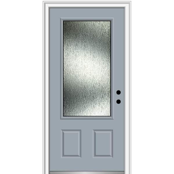 MMI Door Rain Glass 36 in. x 80 in. Left-Hand Inswing Storm Cloud Fiberglass Prehung Front Door on 4-9/16 in. Frame