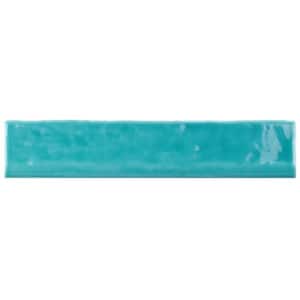 Newport Turquoise 2 in. x 10 in. Polished Ceramic Subway Wall Tile Sample