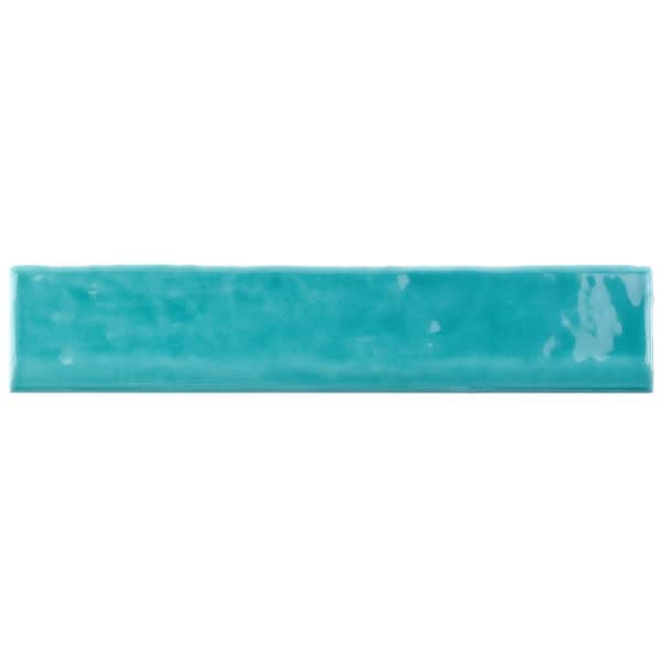 Ivy Hill Tile Newport Turquoise 1.97 in. x 9.84 in. Polished Ceramic Wall Bullnose Tile