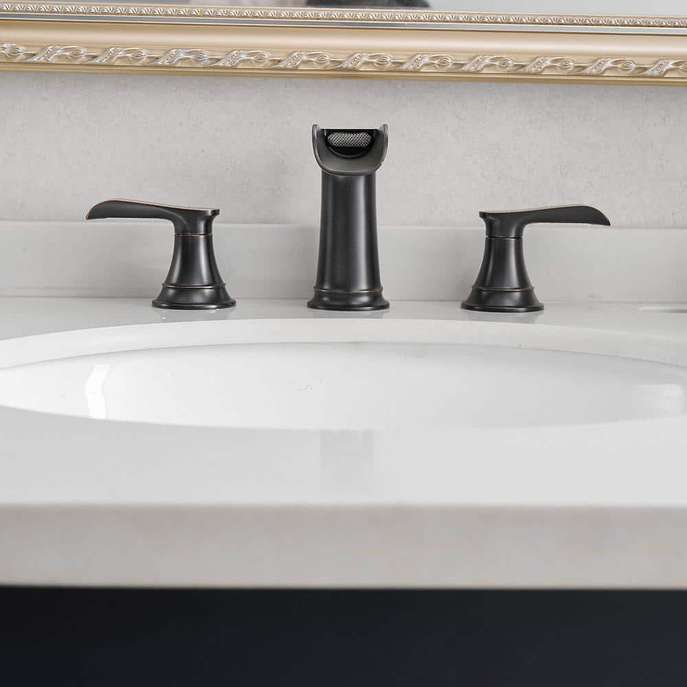 Oil Rubbed Bronze 8-Inch Widespread Waterfall Bathroom Faucet