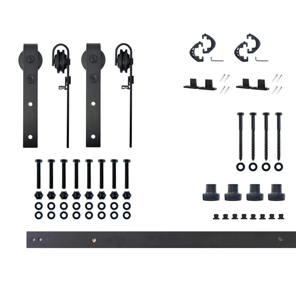 5 ft./60 in. Black Rustic Non-Bypass Sliding Barn Door Track and Hardware Kit for Double Doors price history on PriceWatchPro