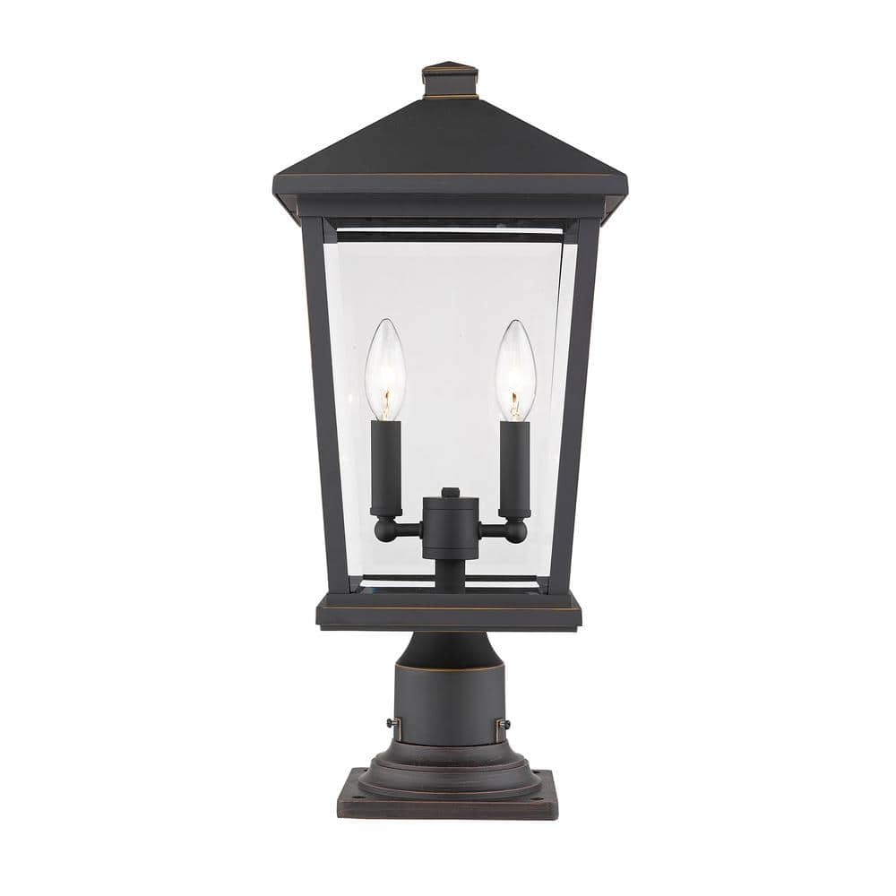 Portland 1-light Oil Rubbed Bronze 21.5 In. Pier Mount Light With Clear 