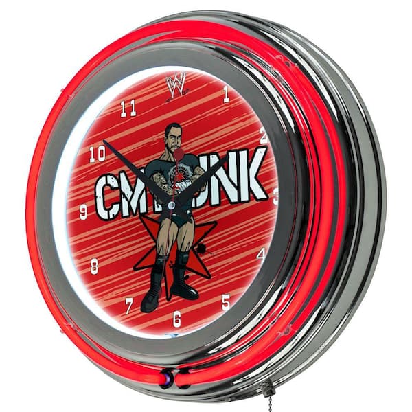 Trademark 14 in. WWE Kids CM Punk Neon Clock-DISCONTINUED