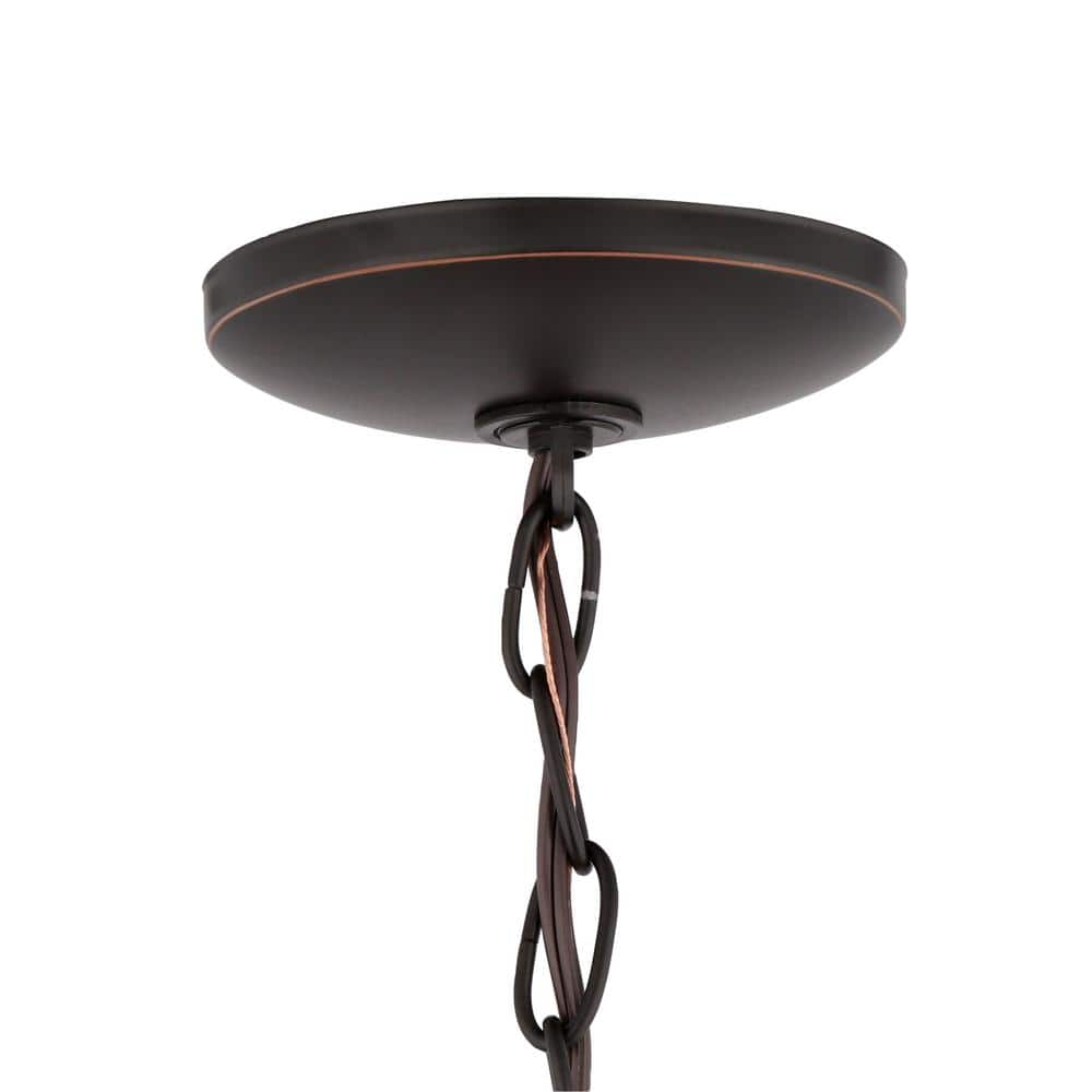 Empire Mahogany Bronze 16" Pendant with Champagne Linen Glass