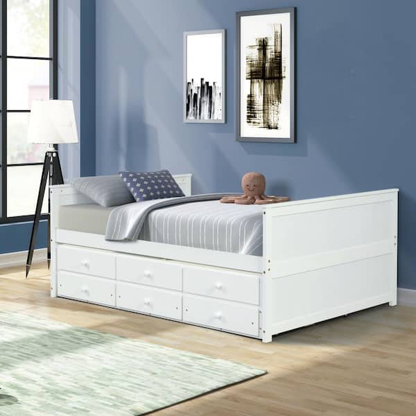 Full Size Daybed Captain Bed, Twin Captain Bed With Storage And Trundle