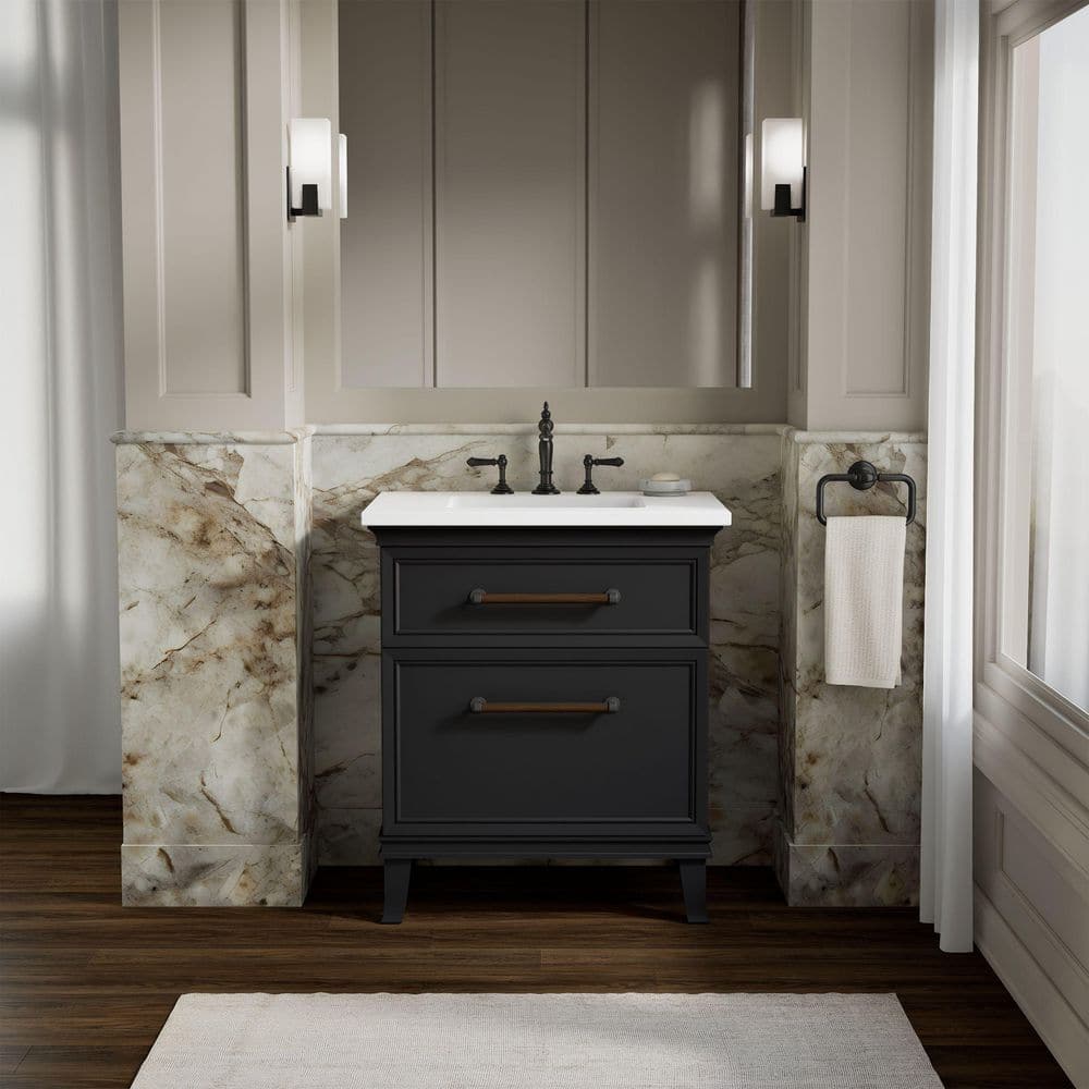 Artifacts 30 in. Freestanding Slate Grey Bath Vanity with Miami White Quartz Top And Black Hardware price history on PriceWatchPro