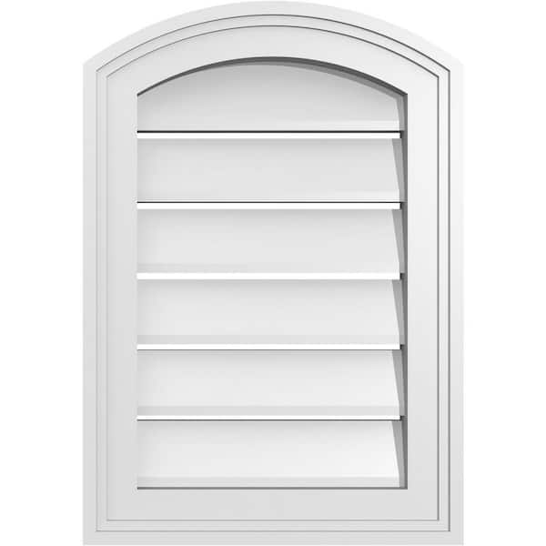 Ekena Millwork 14 in. x 18 in. Arch Top Surface Mount PVC Gable Vent: Decorative with Brickmould Frame