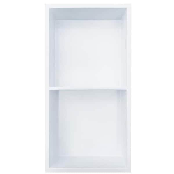 JAG PLUMBING PRODUCTS Showroom Series 12 in. x 24 in. SS Niche with Central Shelf in White