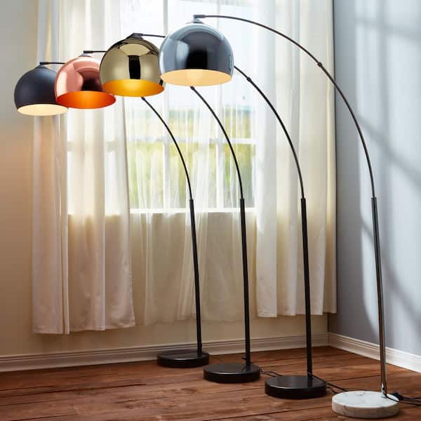 Teamson Home Arquer Arc Floor Lamp with Black Shade and Black