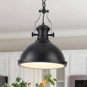 60 -Watt 1-Light Black Shaded Pendant Light with Dome Shade, No Bulbs Included
