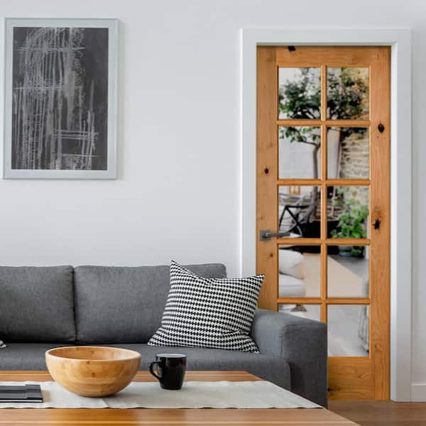 DIY RTA Kit 24in.x80in. Right-Handed 10-Lite Clear Glass Unfinished Alder Wood Single Ready To Assemble Interior Door