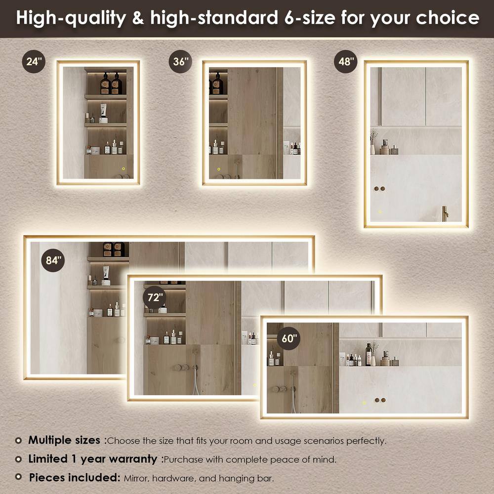 Apollo 48" Gold Aluminum LED Vanity Mirror