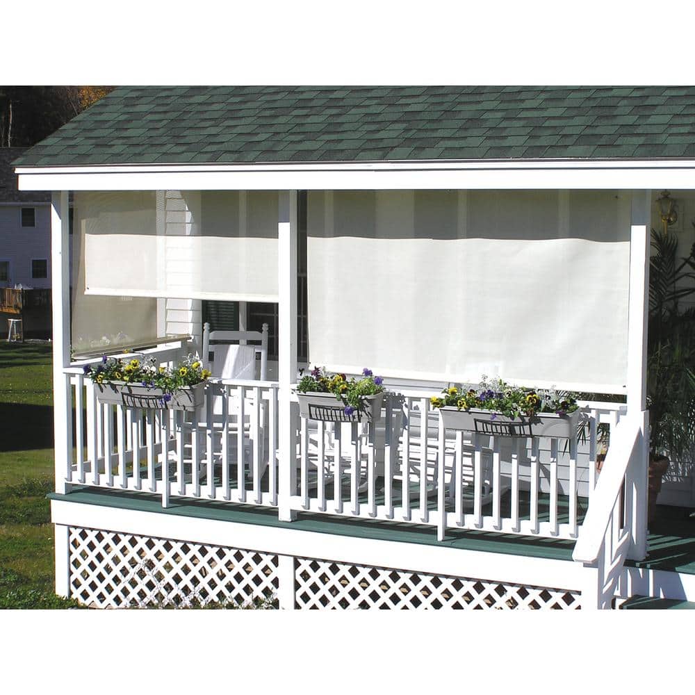 Cream Corded Light Filtering Motorized Vinyl Exterior Roll-Up Shade Left Motor White Cassette 42 in. W x 84 in. L, Custom price history on PriceWatchPro